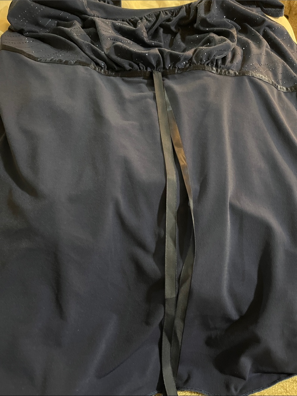 Maurices Navy Drawstring Blouse with Subtle Sheen